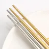 Chopsticks 5 par klass i rostfritt stål flerfärgad lättvikt återanvändbar icke-halkhop pinnar diskmaskin säker 8,2 tum