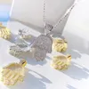 Hand Of the Angel Fatima Pendant Choker Hip Hop Full Iced Out Cubic Zirconia Gold Sliver Color CZ Stone Necklace Women Men 2106213055