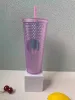 Dubbel durian halm guddinna cup gåva tumbler 710 ml plast kaffe ljus diamantstarry cup dhl frakt