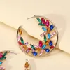 Hoop Earrings 2023 Trend Metal Multicolor Rhinestone Round Birthday Party Creative Jewelry Women's Elegant Accessories Gift