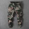 Cargobroeken Heren Joggers Overalls Slanke katoenen camouflage Elastische taille Militaire legerstijl Streetwear Casual S-broek