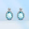 Yhamni New Fashion Sea Blue Stud earrings 925 Sterling Sliver Jewelry Oval Cubic Zirconia StudEarrings Wedding for Women YED6953855510