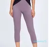 LL Women Yoga Pants Cropped Trousers Push Ups Fitness Leggings Soft High Waist Hip Lift Elastic S