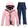 Women's Winter Snow Suit Sets Snowboarding Clothing Skiing Costume 10k Waterproof Windproof Ice Coat Jackets and Strap Pants 231222