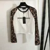 TEPS CRARDED TEES BROIDED LETTER T-SHIRTS LEOPARD PRINT LONG LONG SPLICING TSHIRT POUR LES FAMES FOIRE CASBOS