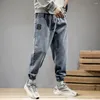 Męskie spodnie modne jogging średniej wieżowca anty-pulling multi-kieszenie hip hopowe dżinsy haremowe