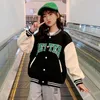 Jackor Spring Autumn Green Baseball Jacket Big Kids Teens Casual Clothes For Teenage Girls Sports Ytterkläder Coat Age 4 5 7 9 11 13 År 231130