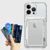 iPhone 15 14 13 Pro Max Phone Case для Apple 12 11 Plus Samsung Galaxy S23 Ultra Crystal Clear Clear Cornered Card Holder Holder Proparent Back Cover