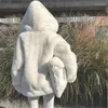 Women's Fur Plush Jacket Women Winter White Large Size Thicken Warm Hooded Zipper Furry Soft Outwear Faux Overcoat