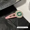 G letter Luxury brand designer pink green resin hair clip Barrettes for woman heart letter with logo on back