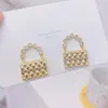 Stud requintado 14k real ouro pequena bolsa mulheres brinco zircão charme brincos jóias de casamento bijoux para presente nupcial297c