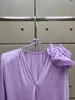 Kvinnors blusar av hög kvalitet 2023 kvinnliga kläder lavendel beige kvinna blus applikationer snörning lång ärm
