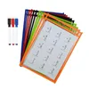 Briefcases Godery Reusable Dry Erase Pockets 9 X 12 Inches Pocket Sleeves Assorted Colors
