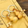 Keychains Lanyards Chinese Wood Gourd Keychain Collection Lucky Fortune Wealth Keyring Pendant Bag Pouch Car Key Holder Jewets Gifts R231201