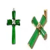 Vacker Green Jade Cross Pendant and Necklace Chain285T