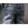 Designer lila gestapelte Jeans Jeans für Männer Männer schwarze Slim Fit Jeans Klassische gedruckte Stickerei