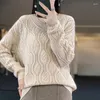 Women's Sweaters 23 Autumn And Winter 100 Pure Cashmere Sweater Women V Collar Jacquard Hollow-out Loose Pullover Wool Knitted Bottoming