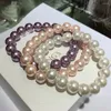 Strand Gifts 10mm Simulated Pearl Hand String Pink/Purple/White Color Fashion Accessories Bangles Jewelry Bracelets