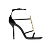 2024 Sandaler High Heels Saint Laurent Luxurvs Designer Shoes Heels Paris Dress Classics Women 10cm8cm klackar Black Golden Gold Wedding Bottar med låda storlek 35-41