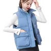 Gilets pour femmes épais femmes sans manches pardessus hiver chaud vers le bas coton rembourré veste femme gilet col mandarin gilet