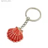 Keychains Lanyards Fashion Ceramic Scallop Pendant Keychain Porcelain Jewelry Ryggsäck Decor Charms Car Keyring For Women Girls Gift R231201