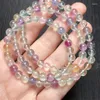 Link Bracelets Natural Fluorite Triple Circle Bracelet Women Healing Gemstone Crystal Strand Bangles Lovers Jewelry Gift 1PCS 6MM