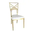 Silla de boda de hotel de acero inoxidable dorado de lujo moderno, sillas de alquiler para fiestas con respaldo alto para banquete, 25