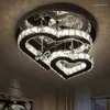 Chandeliers Stainless Steel Heart-Shaped Crystal Bedroom Light Simple Modern LED Ceiling Lamp Study El Guest Room