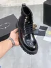 أحذية الرجال الراقية من الرجال المثلث المثلث-logo rennylon men الكاحل الكاحل البوتس مكتنزة Lug Sole Sole Booties Leather Black Calf مع صندوق 38-45EU الفخامة