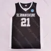 2020 новый баскетбольный трикотаж колледжа St. Bonaventure Bona Bonnies NCAA 21 Osun Osunniyi, черный, все Ed и вышивка, мужской молодежный размер