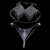 Stonefans colorido cristal bralette ropa interior cadena del cuerpo conjunto para mujeres sexy bling strass sujetador y tanga joyería fiesta regalo T200234Y