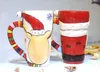 Bouteilles d'eau Tasse en céramique de Noël Elk Santa Cadeau Couple Tasses 600 ml Grande capacité Bureau de dessin animé Tasse à café avec couvercle cuillère 231130