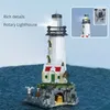 クリスマスおもちゃのサプライ1092pcs電気灯台ビルディングブロック漁師の小屋を光る灯台アセンブリレンガ造りデスクトップ飾りクリスマスギフト231129
