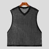 Canotte da uomo INCERUN 2023 stile americano semi trasparente pizzo jacquard gilet casual strada sciolto confortevole S-5XL