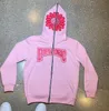 Herenhoodies Sweatshirts Hight street Heren roze zonnebloemprint rits hoodie punk Fashion y2k jas oversized streetwear gothic losse top van hoge kwaliteit 230815