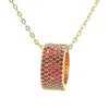Collares colgantes EYIKA Moda Anillos redondos simples Círculos Collar Chapado en oro Collar de circón multicolor Joyería de mujer para aniversario