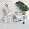 Decorative Objects Figurines Room decoration furnishings rabbit resin Figurine Ornament birthday gift po party decoration animal statue 231130