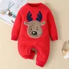 Rompertjes Kerstkostuum geboren Baby Jongens Meisjes Jumpsuit Lange Mouw Cartoon Baby Baby Jongens Meisjes Romper Jaar Babykleding 231130