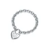 Blue box TF Classic designer tiff bracelet top T Family Sterling Silver Thick Chain Heart shaped OT Buckle Bracelet Di Love Style Jewelry Live Broadcast