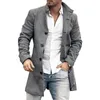 Herren Trenchcoats Langer Mantel Plaid Slim Herbst Winter Dicke winddichte Jacke