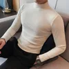 Heren T-shirts Onderjas Herfst Winter Mannen Pitstrepen Mode Slanke Overhemd Textuur Kraag Casual Koreaanse versie Top T-shirt