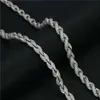 Colar de joias da moda gelado hip hop 8mm moissanite prata esterlina 925 corrente de corda