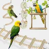 Other Bird Supplies 8 Packs Bird Parrot Swing Hanging Toy Natural Wood Bell Bird Cage Toys For Parrots Parakeets Cockatiels Finches Budgie Parrots 231201