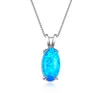 Bröllop smycken turhine 1st underbar stil fin blå oval äkta opal ädelsten silver mode kvinnor charm halsband pendant4756670