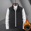 Gilet da uomo Gilet reversibile in pile Cappotto con cerniera invernale con tasche multiple Fodera in peluche termico antivento per le donne