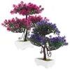 Dekorativa blommor 2st Artificial Bonsai Tree Fake Plant in Pot Plants Home Decorations Desktop