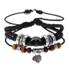 Strand Fashionable And Personalized Creative Multi-Layer Woven Leaf Pendant Leather Bracelet