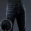 Pantalones para hombres 2023 Nuevo diseñador de lujo coreano Copo de nieve Blue Jeans para hombres Casual Primavera Otoño Denim Vaquero Longitud Apretado Flaco Denim JEANS Q231201