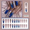 Unhas postiças Prego super longo balé charme azul escuro fosco diamante vestindo armadura 230515