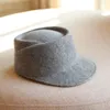 Sombreros de ala ancha Sombreros de cubo Sombrero Fedora de invierno para mujer Sombrero coreano plano de lana azul marino Sombrero informal británico Negro Gris Caqui Sombrero ecuestre Moda de alta calidad 231130